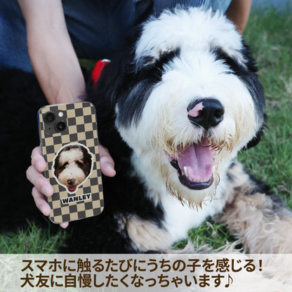 お鼻ぷっくりスマホケース(ブロックチェック)